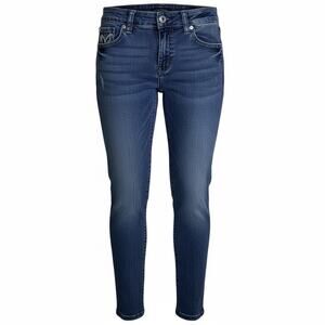 Mi Jeans Trendy Low Rise Embellished Pocket Y2K Western Rhinestone Denim Sz 7